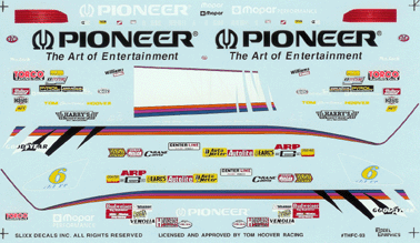 Slixx Decals TOM HOOVER'S '93 BLACK PIONEER DAYTONA F/C