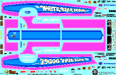Slixx Decals Toms Hoover's White Bear Dodge Charge Funny Car