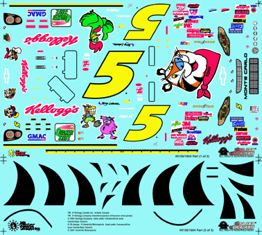 Slixx Decals 2001 #5 KELLOGGS MONTE CARLO