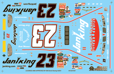 Slixx Decals 2001 STOCK CAR GROUPED CONTINGENCY SHEET
