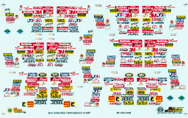 Slixx Decals 2001 STOCK CAR GROUPED CONTINGENCY SHEET