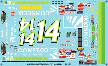 Slixx Decals 2001 STOCK CAR GROUPED CONTINGENCY SHEET