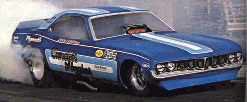 Slixx Decals Candies and Hughes 'early '70's Barracuda Funny Car
