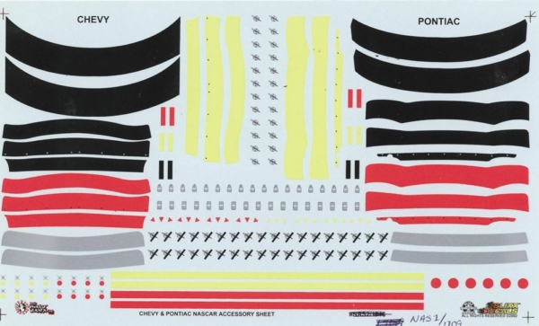 Slixx Decals Nascar Accessory Sheet for Chevy & Pontiac