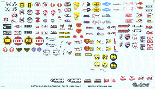 Slixx Decals NOSTALGIA DRAG CONTINGENCY 1/18TH SCALE