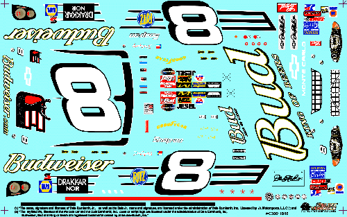 Slixx Decals 2003 #8 BUDWEISER MONTE CARLO
