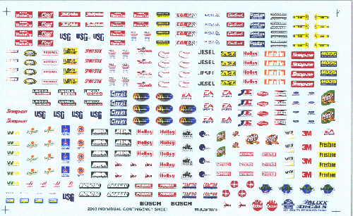 Slixx Decals 2003 INDIVIDUAL CONTINGENCY SHEET