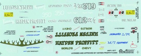 Slixx Decals Hayden Profitt 66 Corvair Funny Car & 62 Chevy SS
