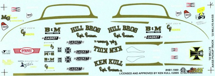 Slixx Decals KEN KULL'S HILL BROS '33 WILLY'S & WILLY'S PICK UP