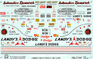 Slixx Decals  1960'S MOPARS AND 1973 DODGE DART PROSTOCK