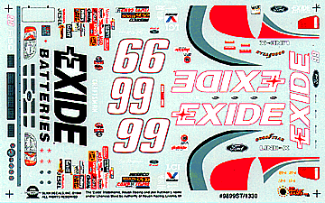 #99 EXIDE FORD SUPERTRUCK--Slixx Decals