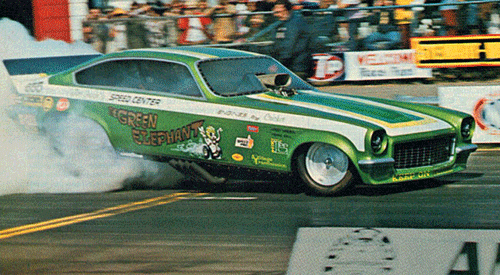 Slixx Decals, Inc., Jim Green's Green Elephant Vega Funny Car